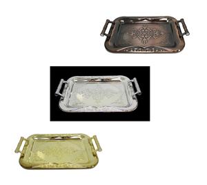 Metallic Chrome Steel Vintage Serving Tray 37 x 54cm Assorted Colours 5852
