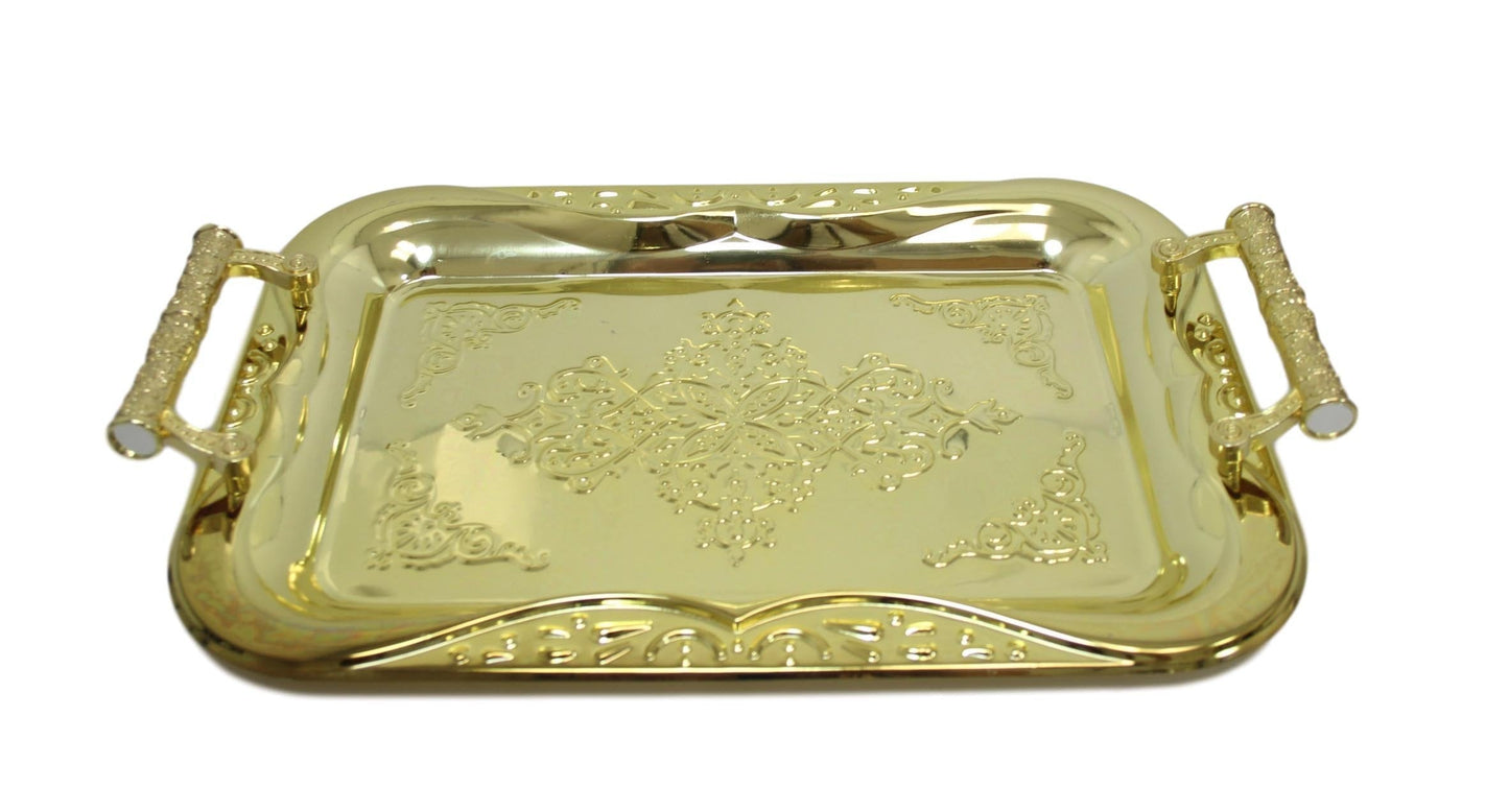 Metallic Chrome Steel Vintage Serving Tray 35 x 25cm Assorted Colours 5850