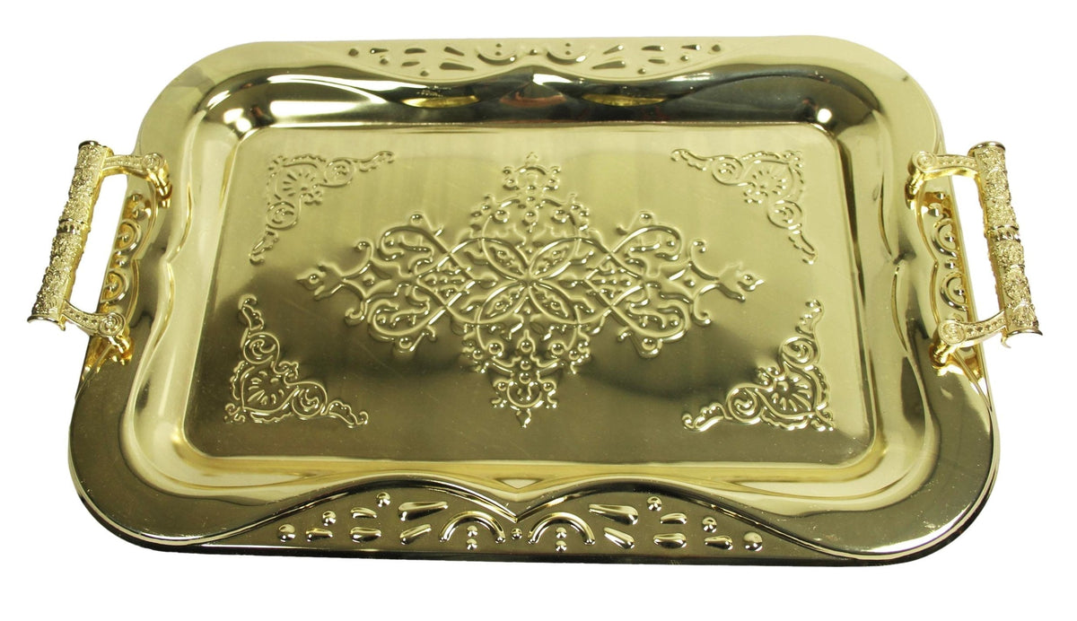 Metallic Chrome Steel Vintage Serving Tray 30 X 44Cm&Nbsp; Assorted Colours (Parcel Rate)