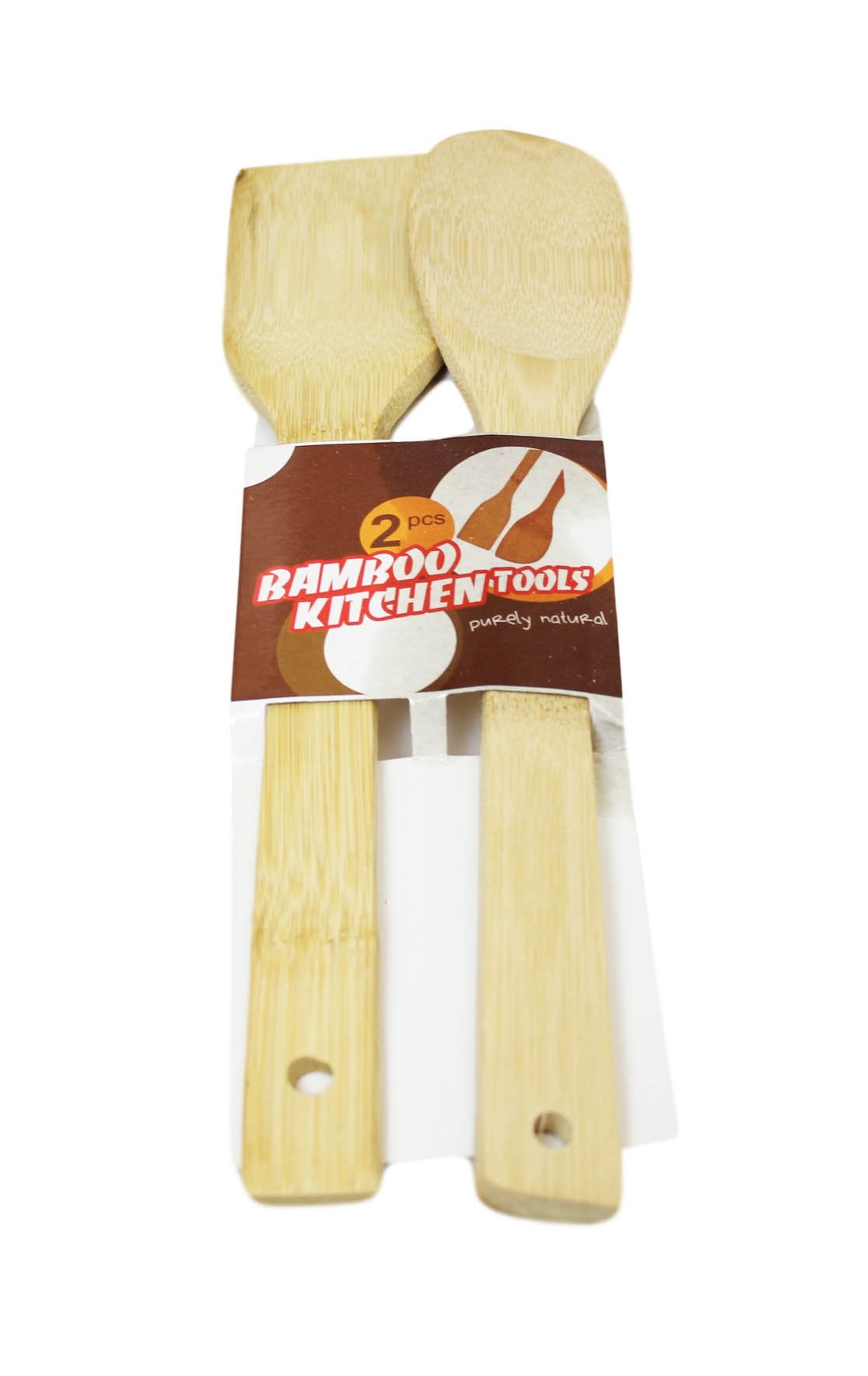 Wooden Bamboo Baking Cooking Spoon 29Cm Set Of 2