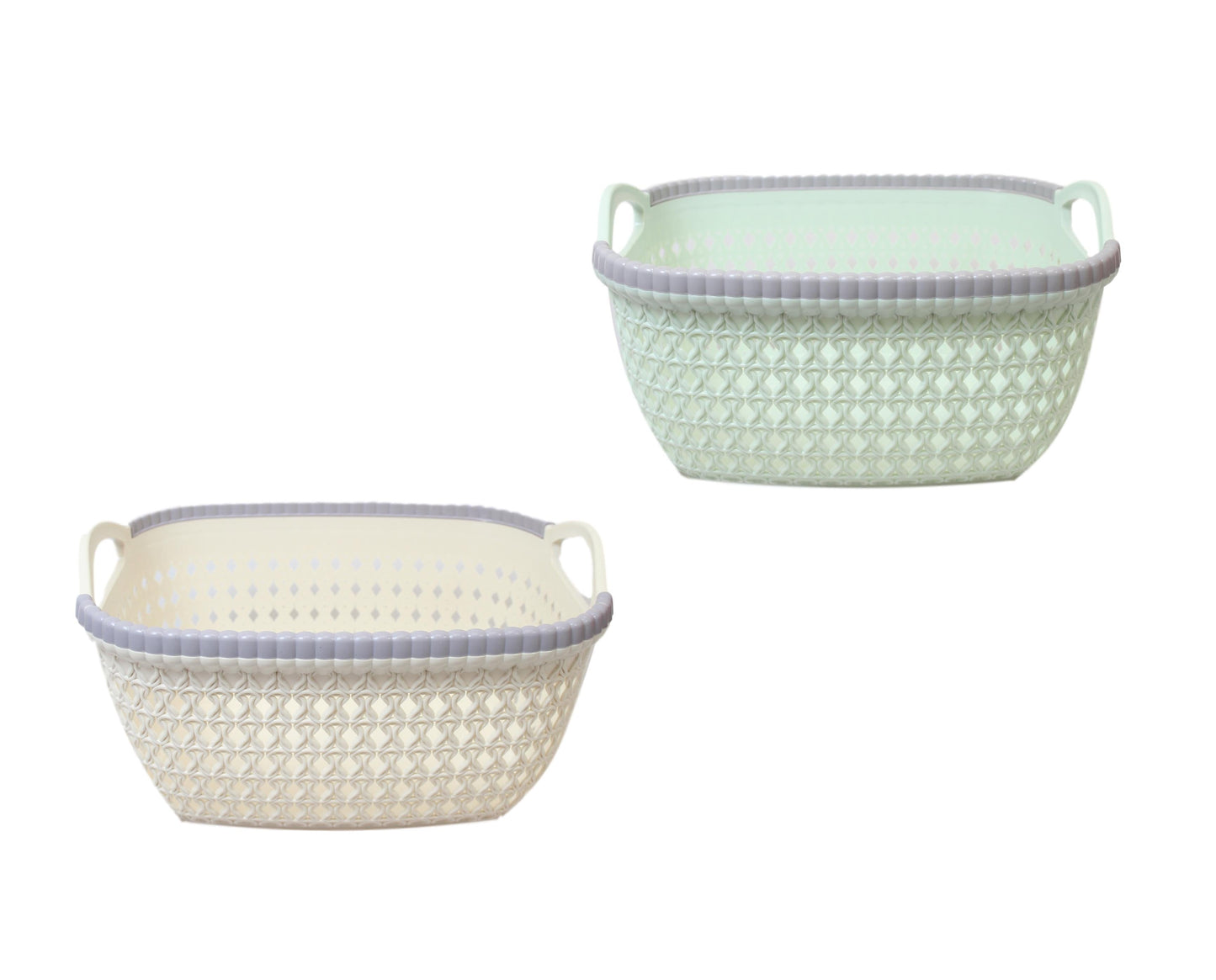 Plastic Rattan Style Kitchen Fruit and Veg Basket 2 Colours 26cm x 12cm 1 Pack ( x1) 5860