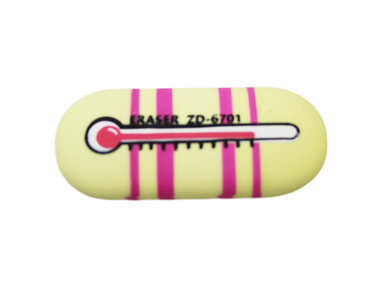 Stationary School Eraser Rubber Thermometer Themed Pack Of 3 Assorted Colours