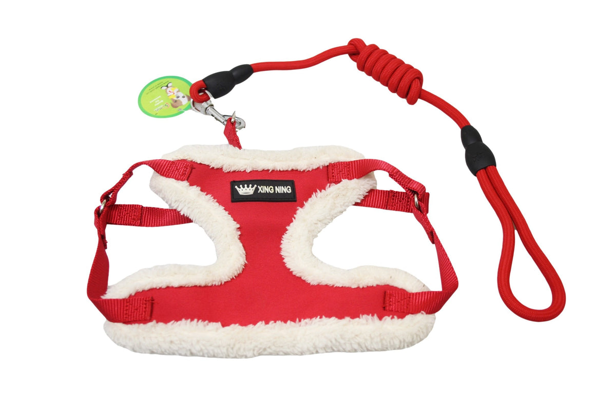 Fluffy Small Dog Harness With Lead Leash Assorted Sizes And Colours