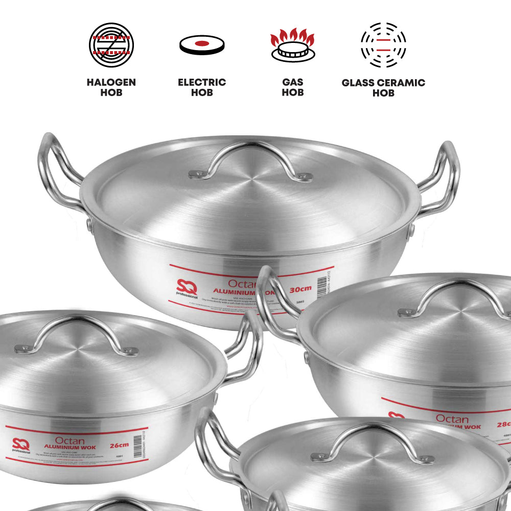 SQ Professional Galaxis Octan Aluminium Pot Karahi Set of 5 21-23-25-26-27-30cm 5885