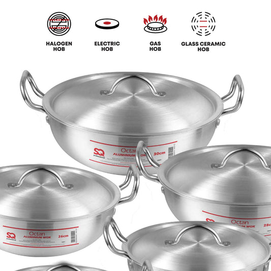 SQ Professional Galaxis Octan Aluminium Pot Karahi Set of 5 21-23-25-26-27-30cm 5885