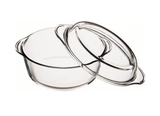 PB Borcam Round High Quality Clear Glass Casserole Dish With Lid 2.1 Litre 59003