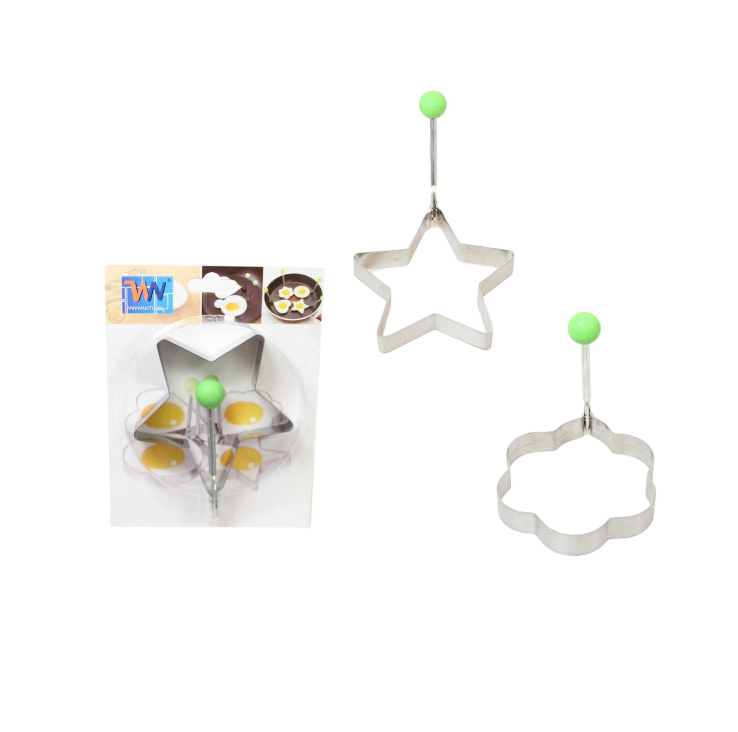 Stainless Steel Egg Mould Star Flower Shaped Easy Handle Bake Mould 9.5cm 5901