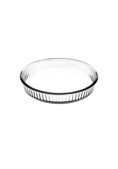 Pb Borcam Round Fluted Glass Desserts Flan Cheesecake Tart Dish 1.72 Litres (Parcel Plus Rate)