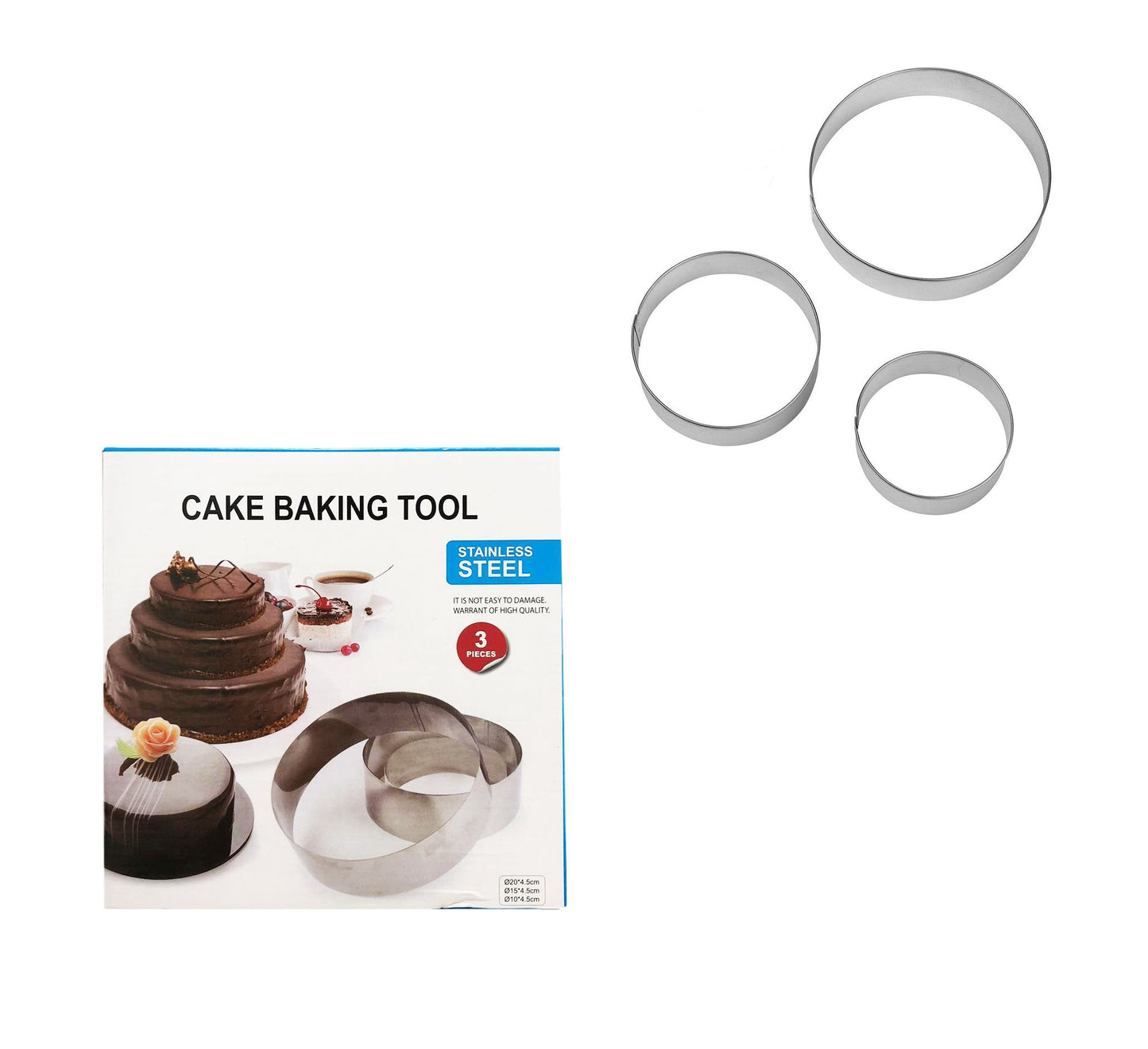 Stainless Steel Round Baking Ring Mould Set of 3 5916