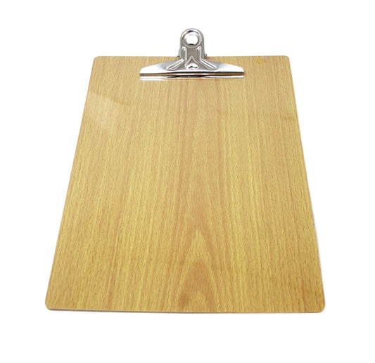 A4 Wooden Paper Menu Clipboard School Office Chrome Clip Wooden Clipboard 5925