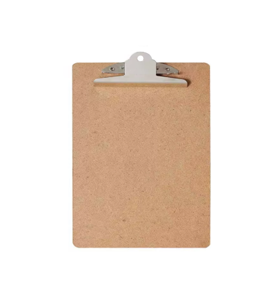 A4 Wooden Paper Menu Clipboard School Office Chrome Clip