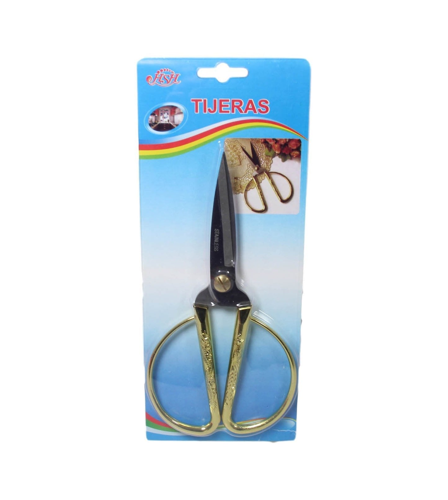 Stainless Steel Traditional Sewing Cutting Scissors with Gold Handle 19cm 5932