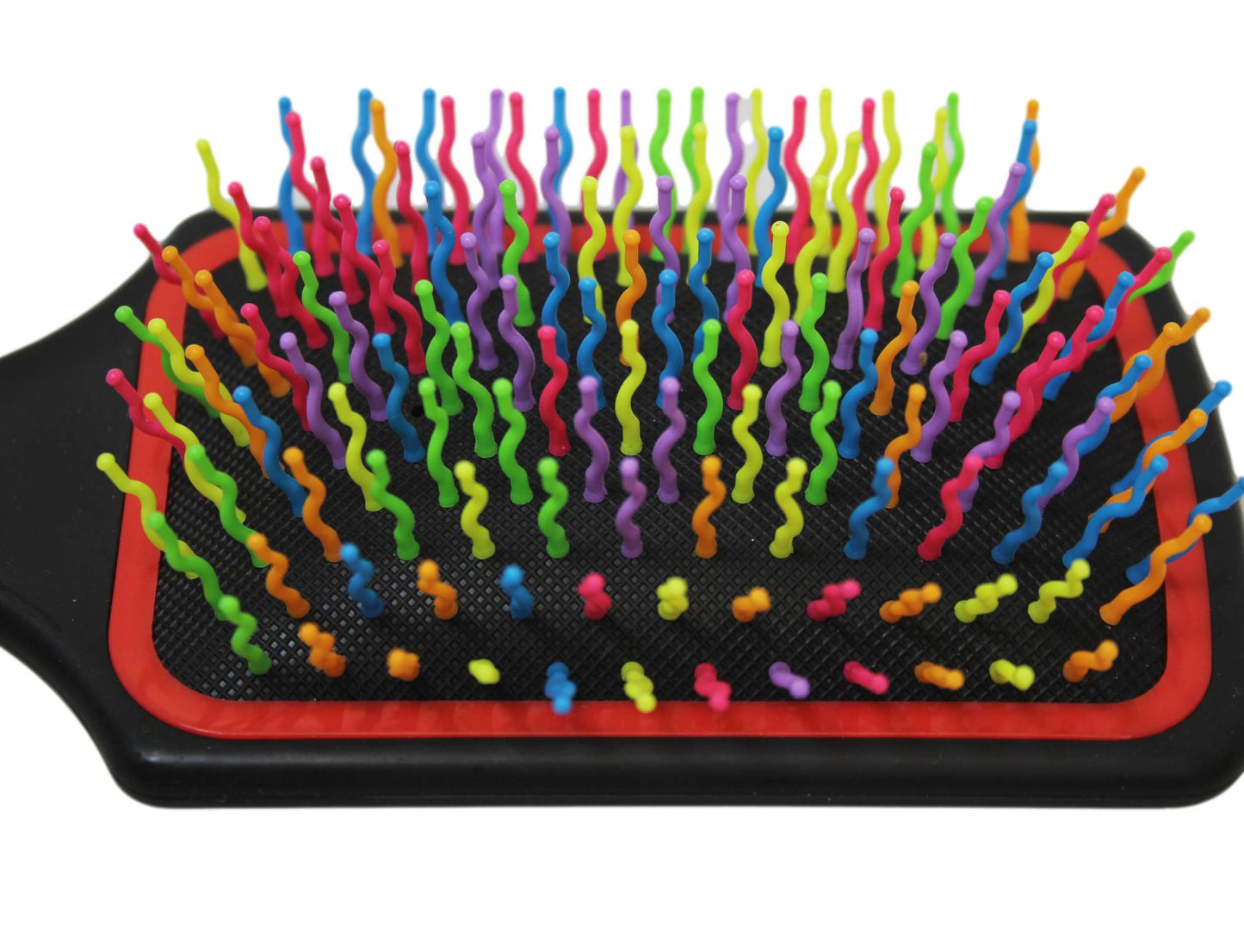 Plastic Detangling Frizzle Hair Brush With Squiggly Rainbow Bristles 24 X 8Cm Assorted Colours