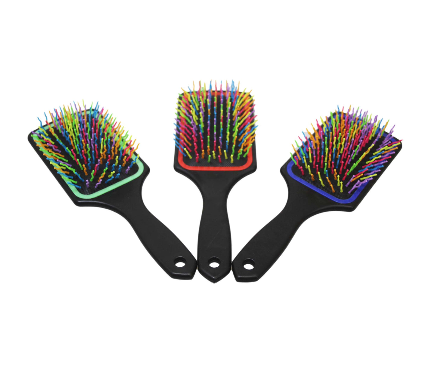 Plastic Detangling Frizzle Hair Brush With Squiggly Rainbow Bristles 24 X 8Cm Assorted Colours