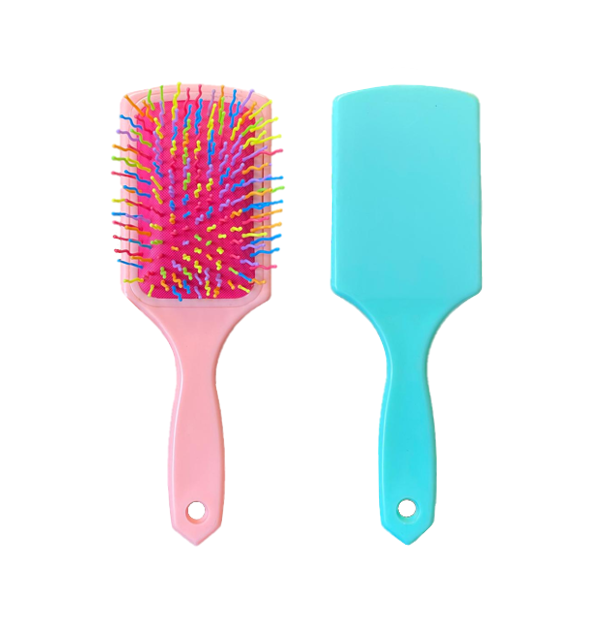 Plastic Detangling Frizzle Hair Brush With Squiggly Rainbow Bristles 24 X 8Cm Assorted Colours