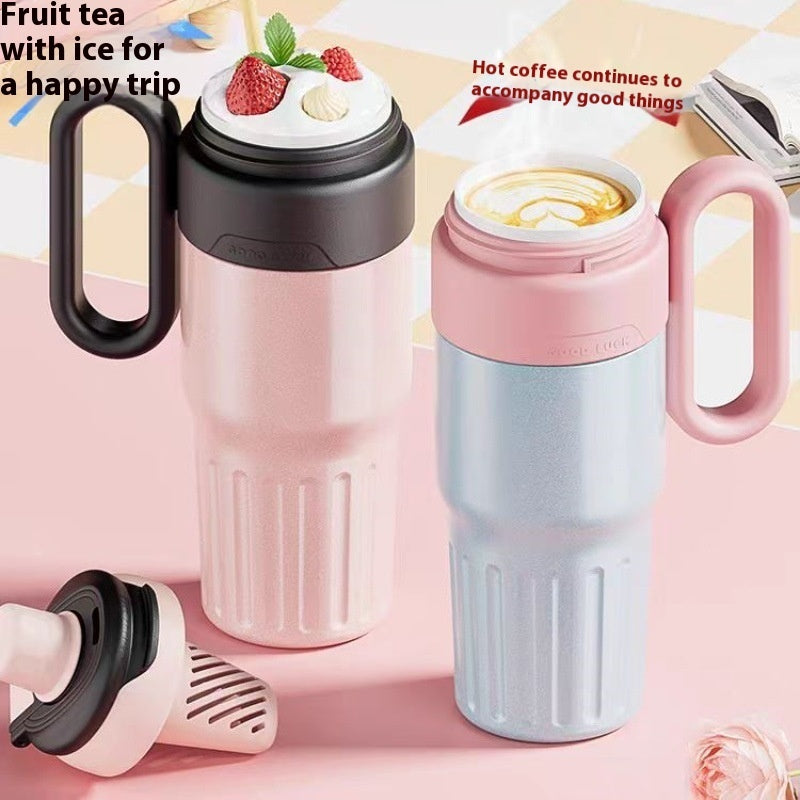 780ml Gradient Double Drink Thermal Cup Stainless Steel With Lid Coffee Cup Thermos Large Capacity Straw Cup