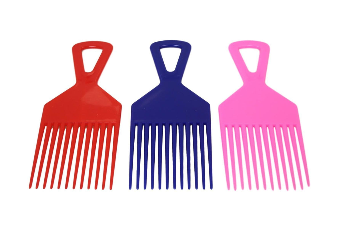 Plastic 3 Piece Afro Hair Styling Hair Comb Long Teeth Untangling Comb Assorted Colours