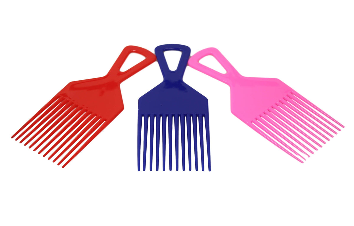 Plastic 3 Piece Afro Hair Styling Hair Comb Long Teeth Untangling Comb Assorted Colours