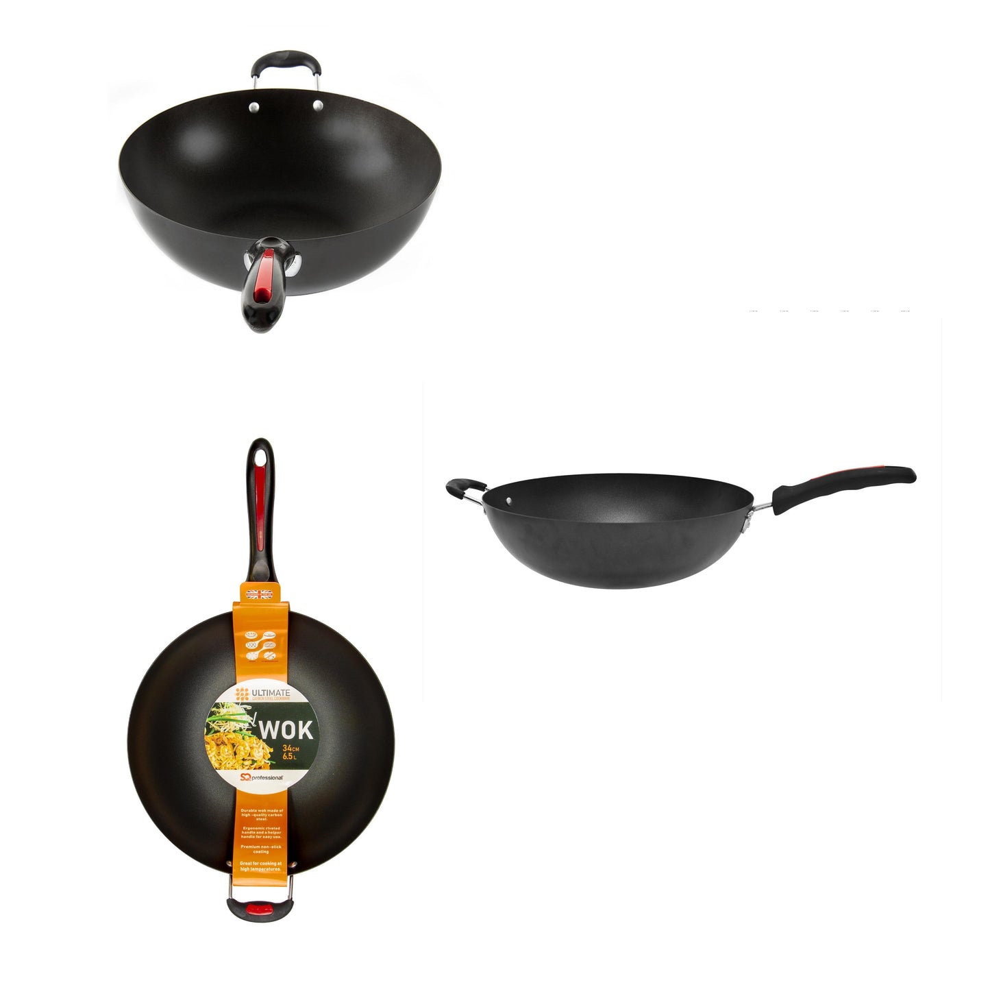 Carbon Steel Non Stick Wok Pan 34 cm 5947
