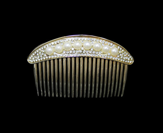 Ladies Women's Gold Plastic Pearl Hair Clip 10 cm Assorted Designs 5986