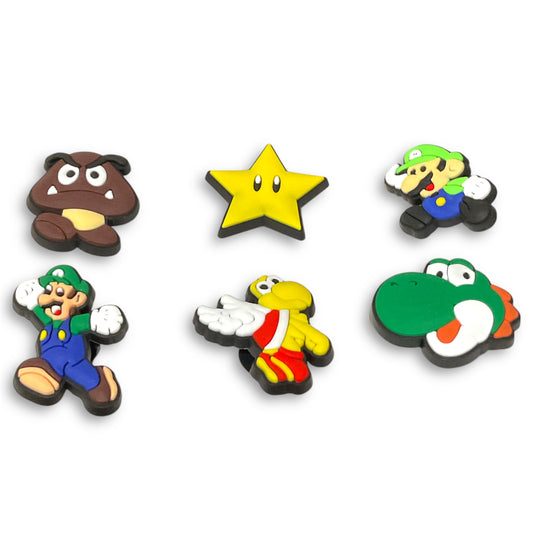 Mario Style Jibbitz Croc Style Shoe Charms - 6 Pack