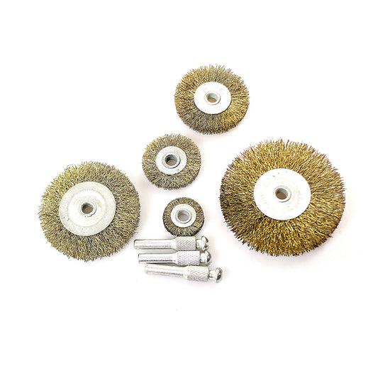 5 Piece Metallic Disc Brush & Cut Set Electric Spindle Tube Tips