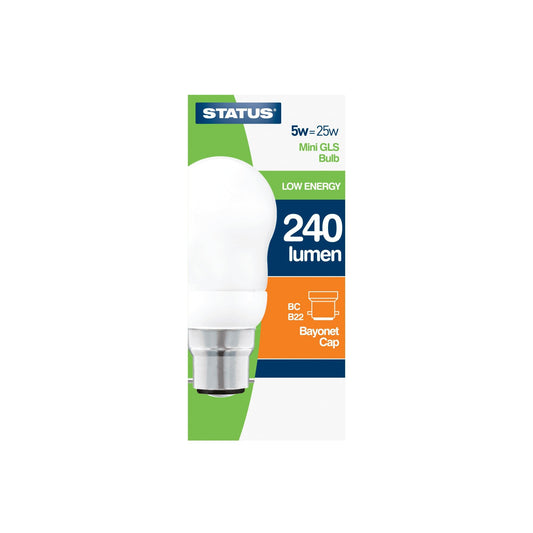 Status 5W Mini GLS Bulb Low Energy 240 Lumen BC B22 Bayonet Cap 5SLEMPBCB115