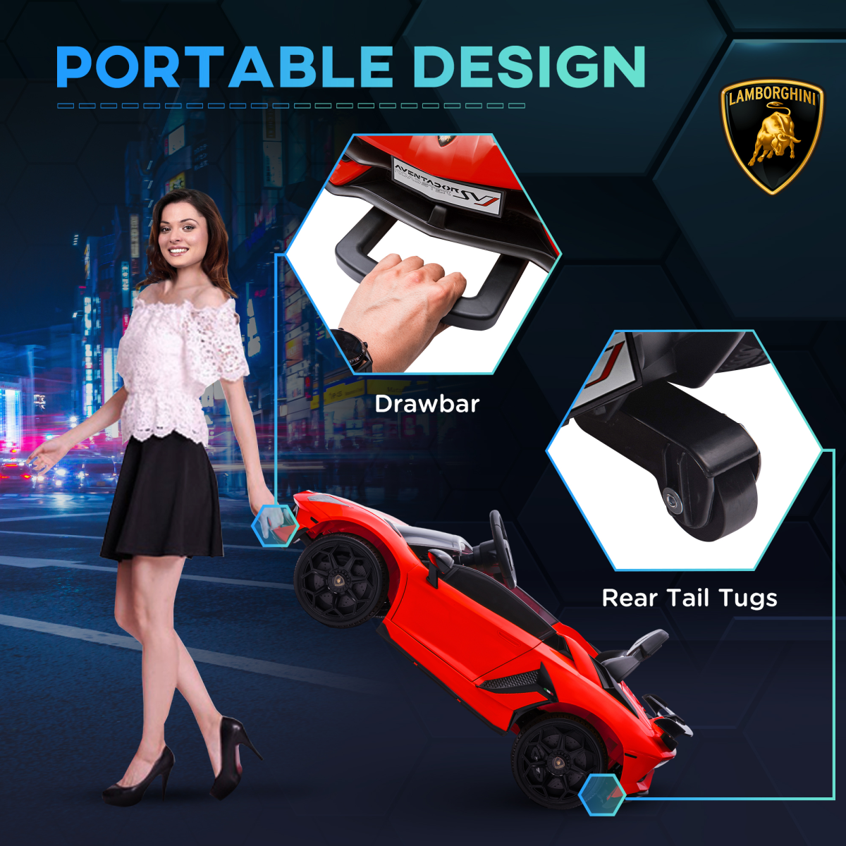 Lamborghini Aventador Licensed 12V Kids Electric Ride On Car - Red