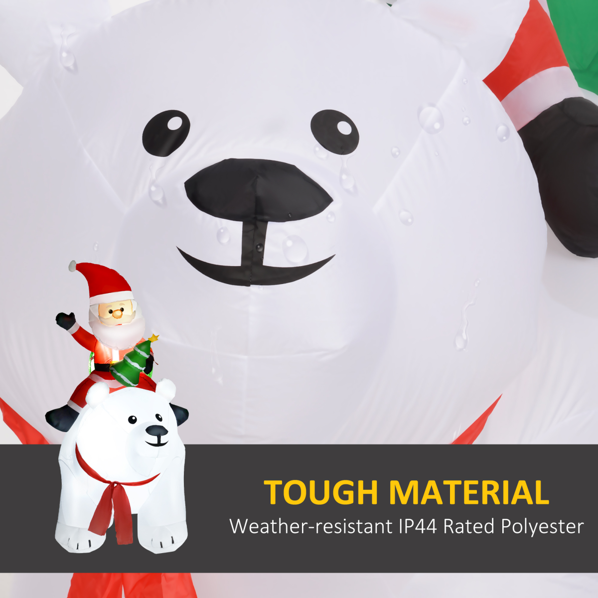 Christmas Inflatable Santa Claus with Polar Bear for Garden 6.6FT