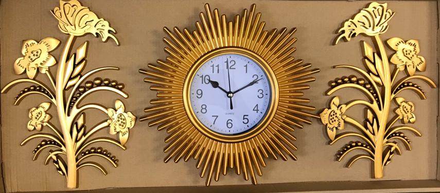Plastic Wall Clock and Decal Set 3pcs 25 cm Assorted Colours and Designs 6983