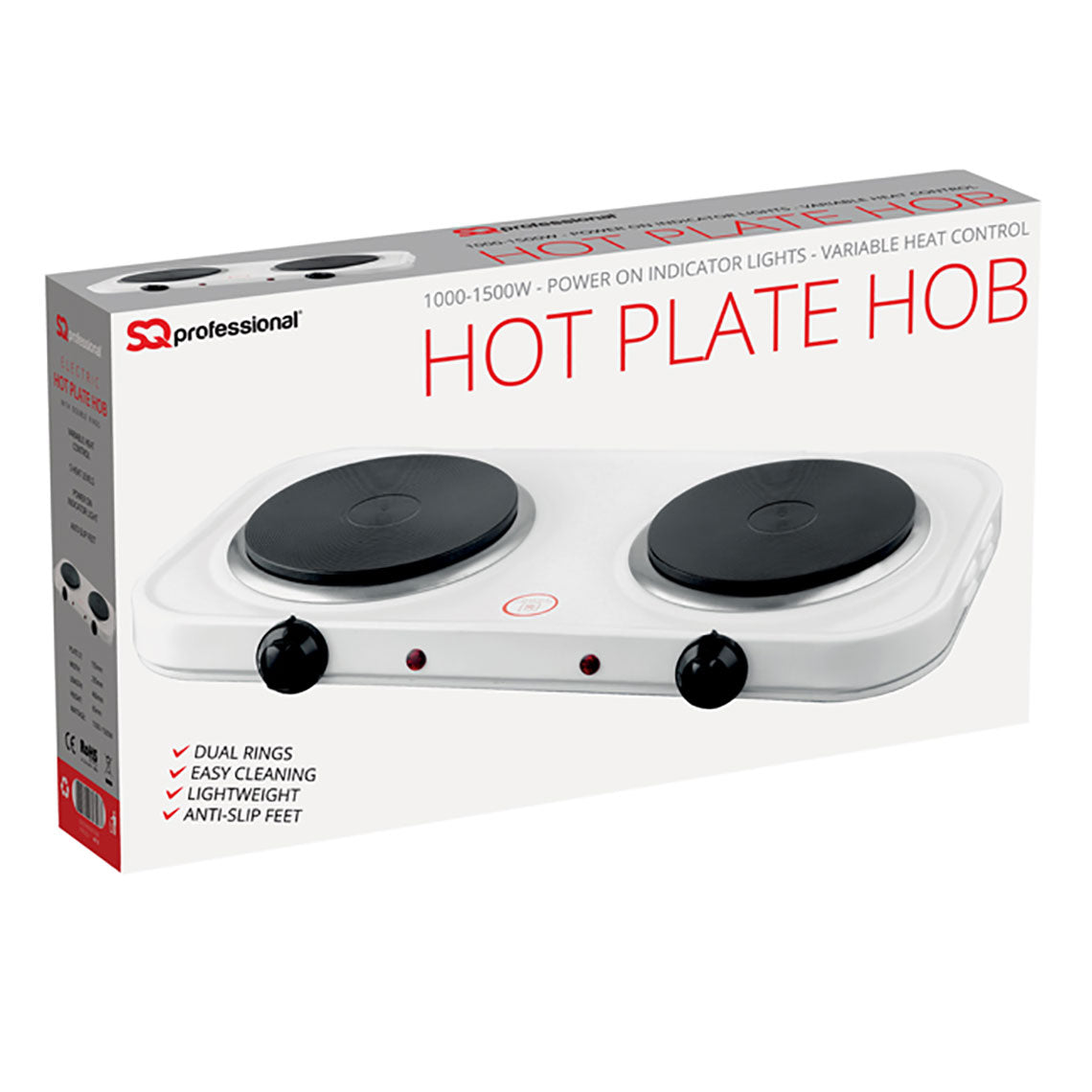 SQ Professional Blitz Electric Double Hot Plate Hob 1000 - 1500W 4010