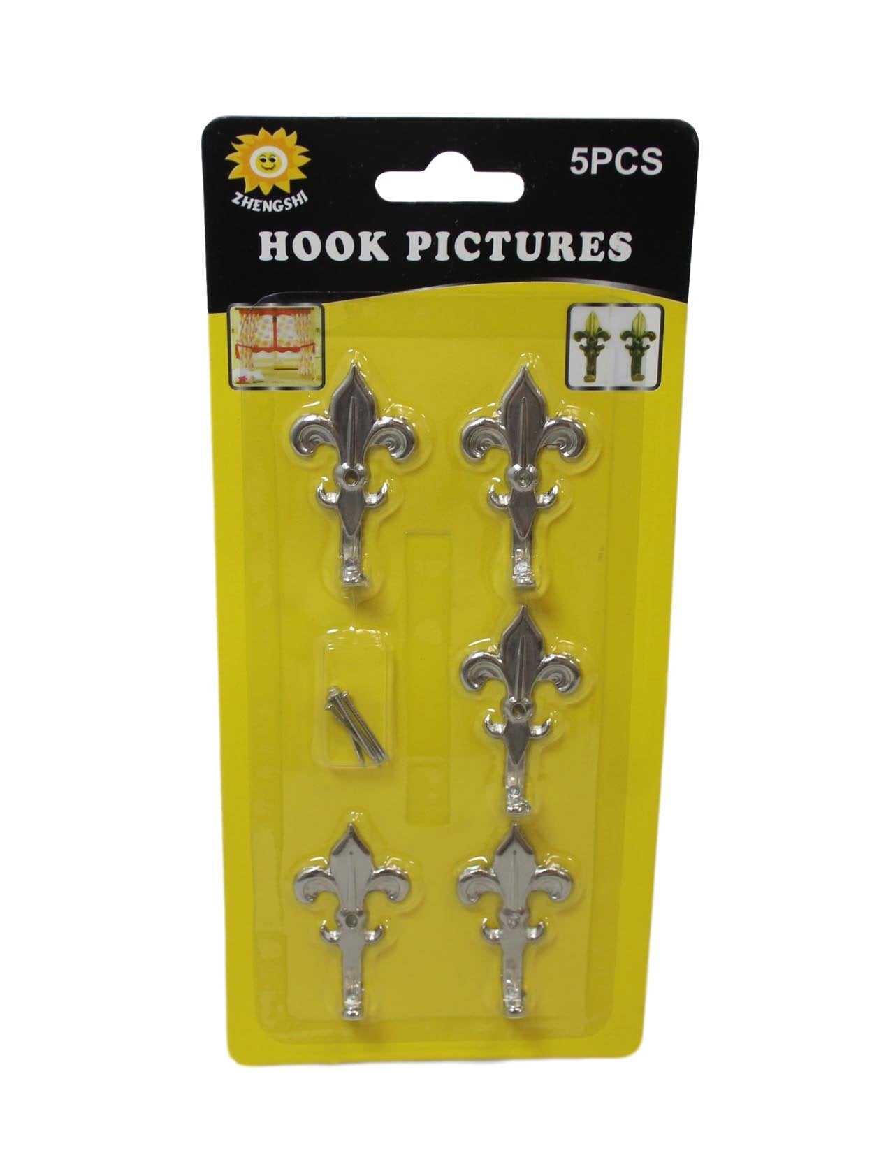 5 Pack Chrome Mini Picture Curtain Hooks With Nails 3cm 6002