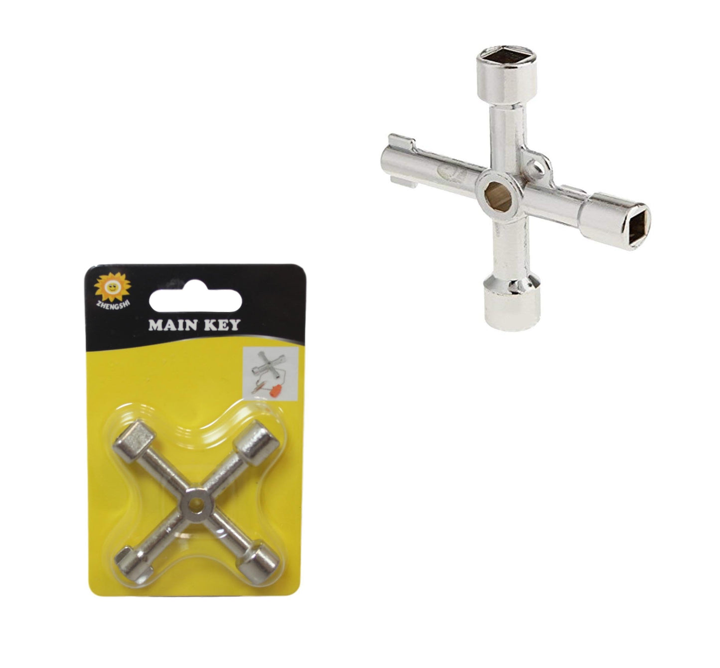 4 Way Universal Utility Key Electric Gas Water Plumb Meter Service Cabinet Key 6005