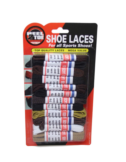 Extra Shoe Laces Pack of 12 Assorted Lengths and Colours 6019