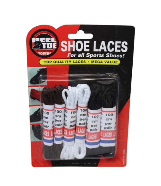 Extra Shoe Laces 100 cm Pack of 6 Assorted Colours 6020
