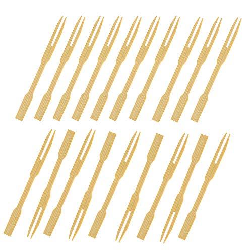 Mini Wooden Bamboo Food Fruit Picks Forks Skewers 9 cm Pack of 100 6028