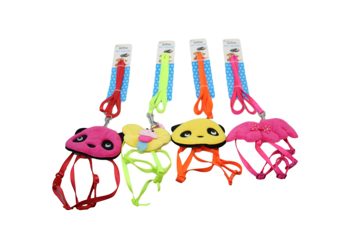Pet Dog Leash With Harness Cartoon Design One Size Small Assorted Designs