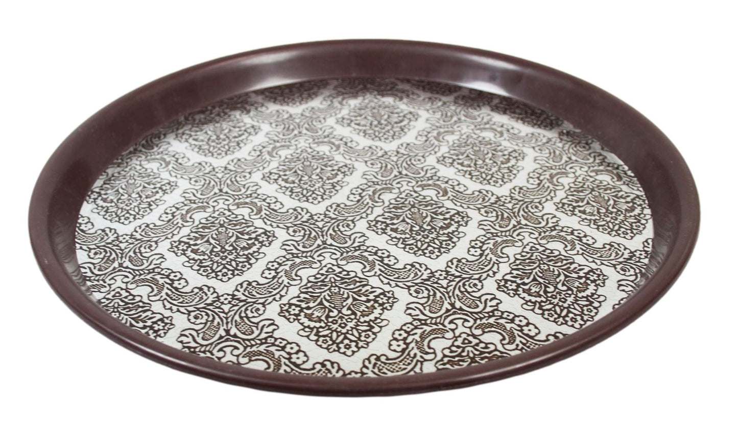 Round Plastic Drinks Bar Serving Tray with Printed Design 27 cm Assorted Colours 6047 A