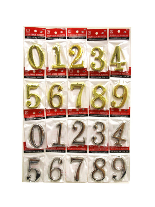 3D Self Adhesive Plastic House Door Numbers Pack Of 20 Assorted Numbers 0 – 9 Assorted Colours