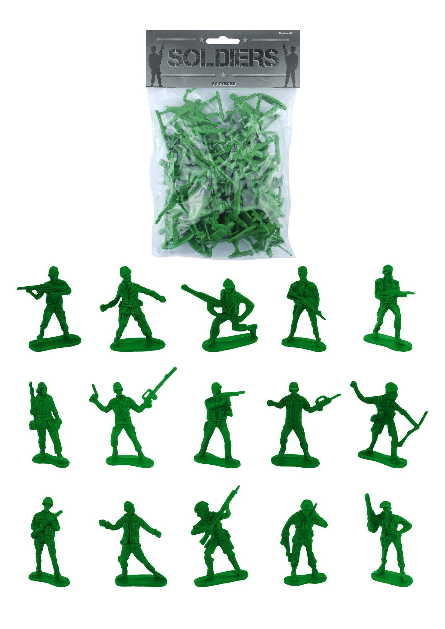 Pack Of 50 Toy Soldiers Assorted Sizes and Designs 3-7cm B65035