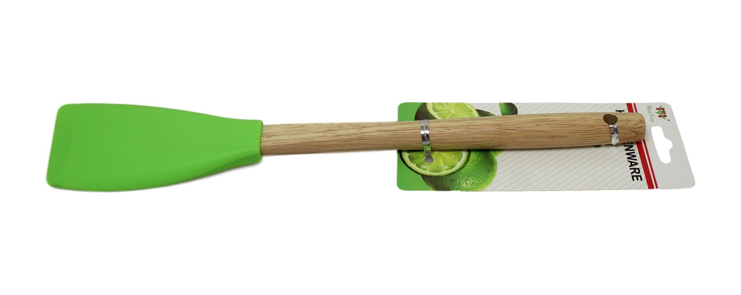 Kitchen Silicone Scraper Spatula Wooden Handle 33 cm Assorted Colours 6064 A