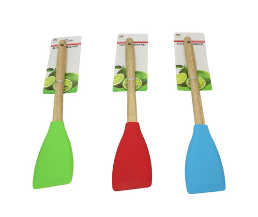 Kitchen Silicone Scraper Spatula Wooden Handle 33 cm Assorted Colours 6064 A