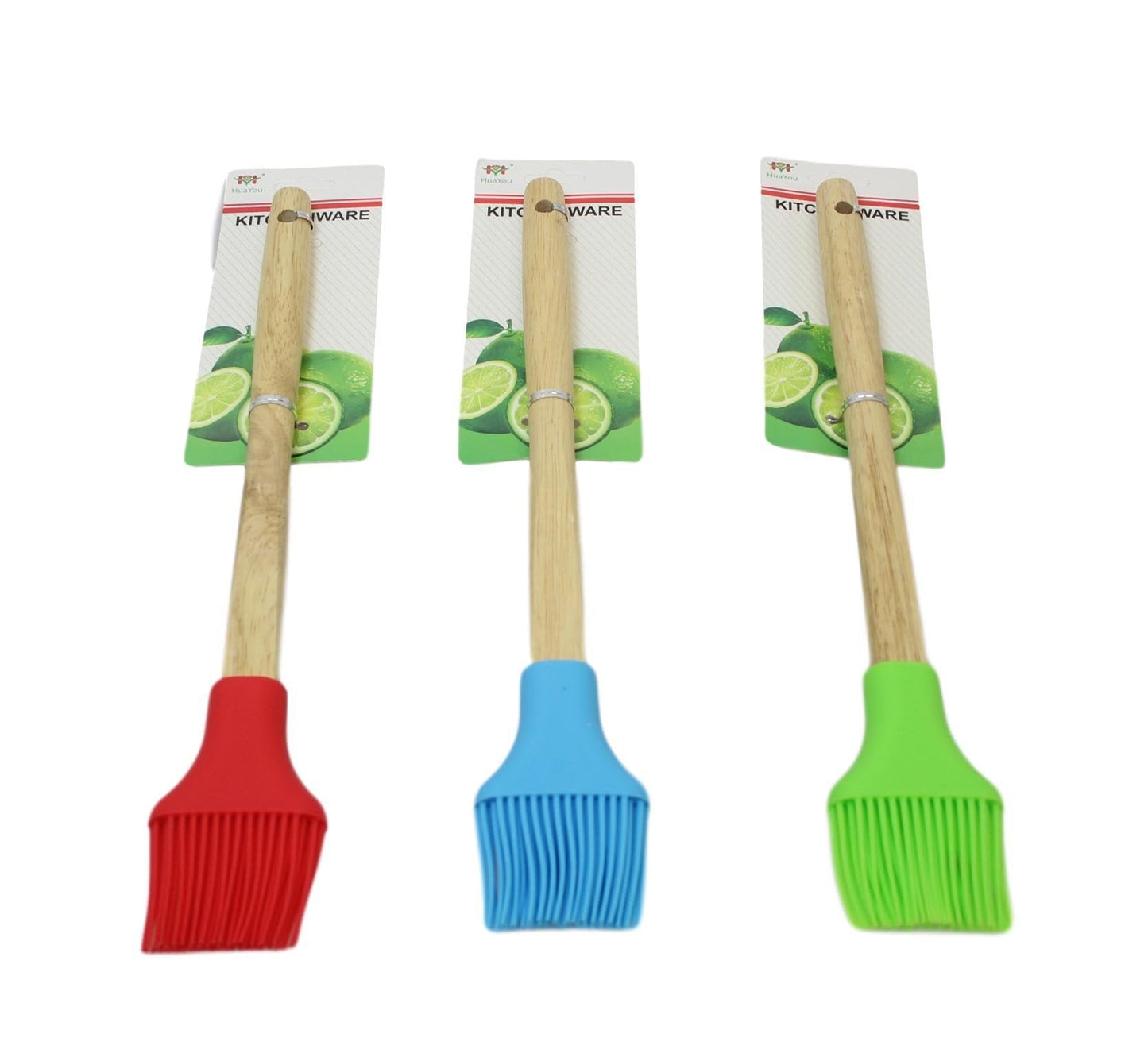 Kitchen Silicone Pastry Brush Wooden Handle 30 cm Assorted Colours 6066 A