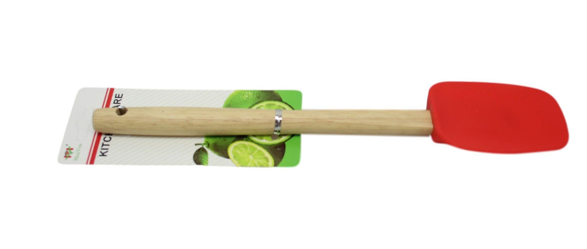 Kitchen Silicone Spatula Wooden Handle Assorted Colours