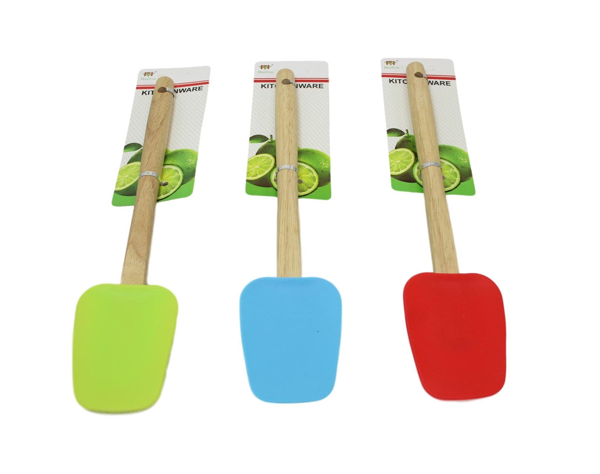 Kitchen Silicone Spatula Wooden Handle Assorted Colours