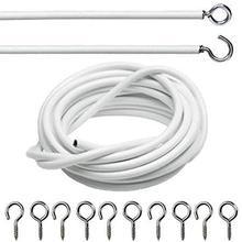 Net Curtain Wire White Window Cord Cable With Hooks Indoor Outdoor Cable