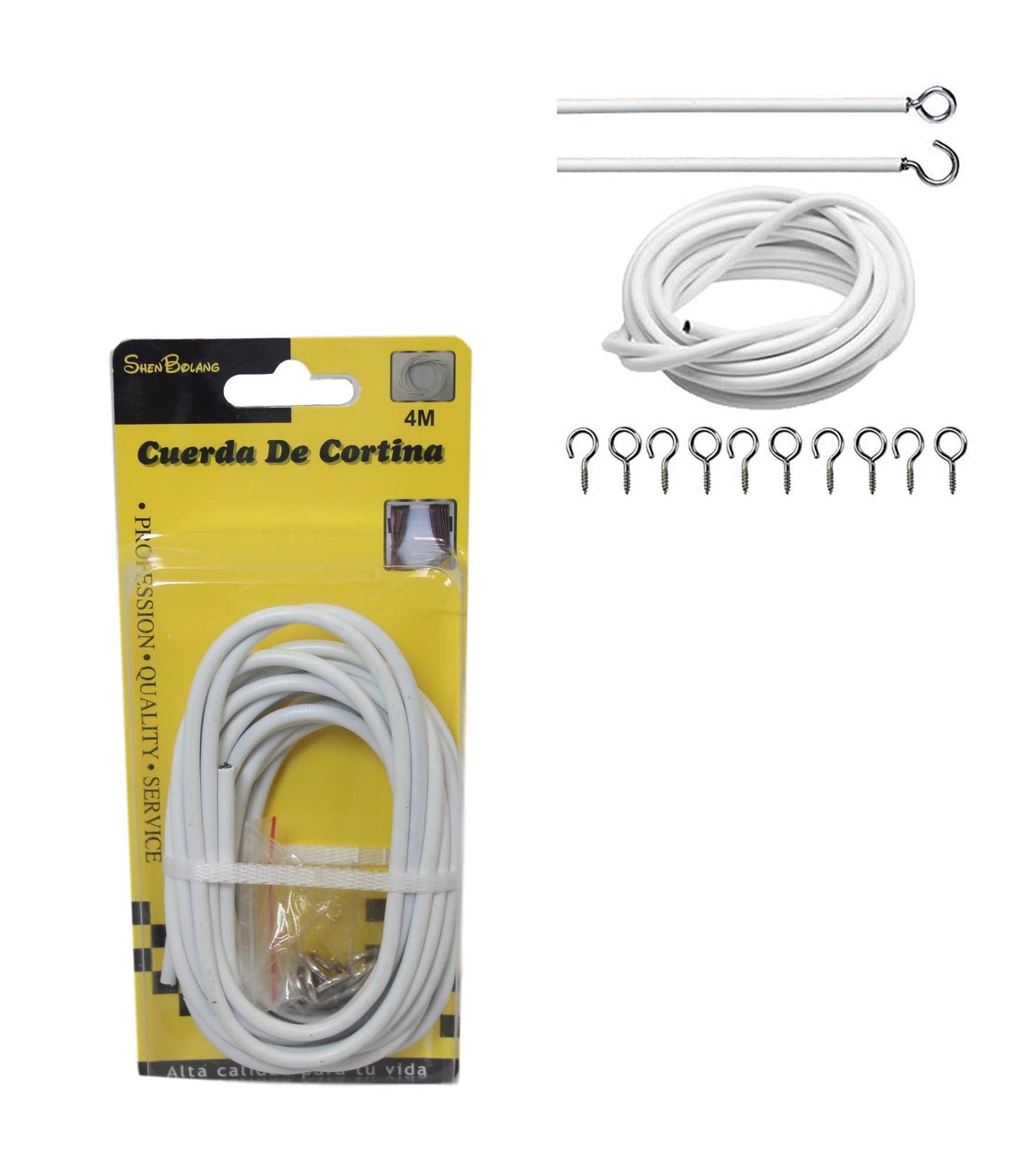Net Curtain Wire White Window Cord Cable With Hooks Indoor Outdoor 4m Cable 6095