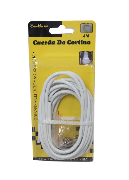 Net Curtain Wire White Window Cord Cable With Hooks Indoor Outdoor 4m Cable 6095
