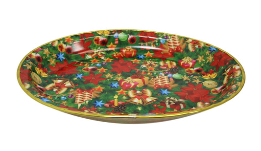 Oval Plastic Christmas Party Serving Tray Printed Design 45 x 34 cm Assorted Designs 6123