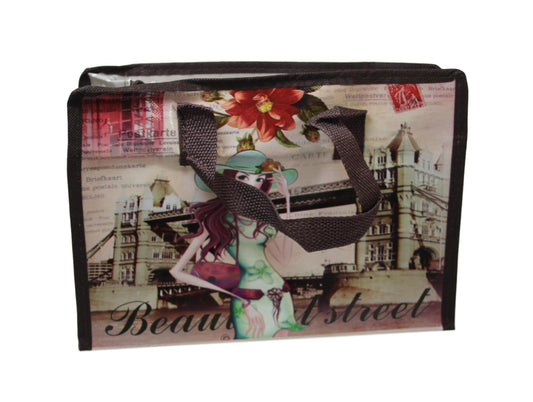 Plastic Carry Bag Shopping Reusable Bag Assorted Printed Design 30cm x 20cm x 12cm  6127